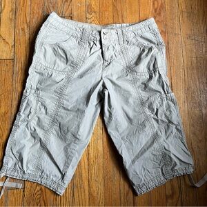 2000s y2k cream cargo capri pants with strings